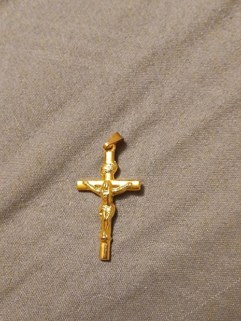 Gold Crucifix Pendant Necklace - Men's Religious Accessory